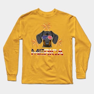 Cute Daschund Merica Memorial Day Patriot Long Sleeve T-Shirt